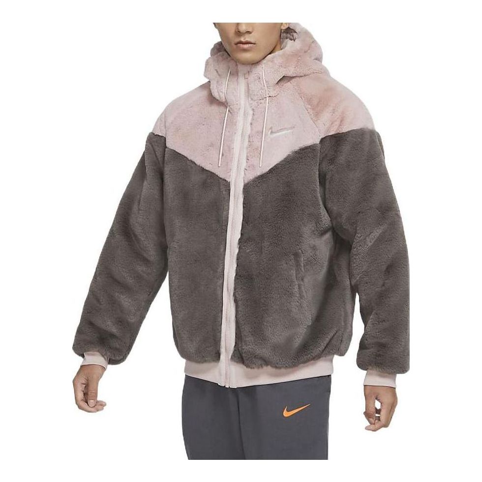 Men's Nike Sportswear Windrunner Drawstring Fleece Stay Warm Colorblock Logo Hooded Jacket DH6683-289