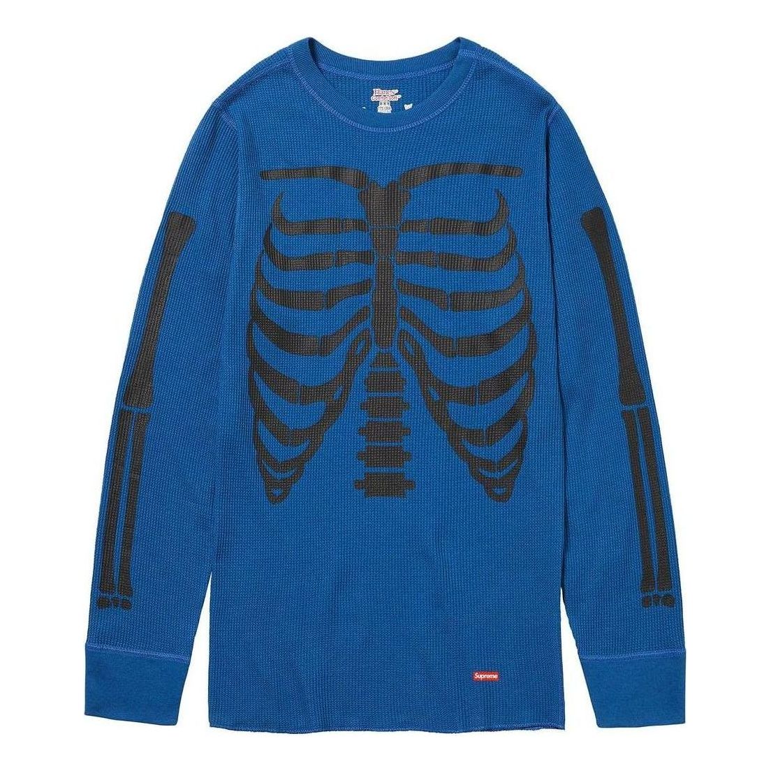 Supreme x HANES FW23 Week9 Bones Thermal Crew Long Sleeve Shirt 'Blue' SUP-FW23-154