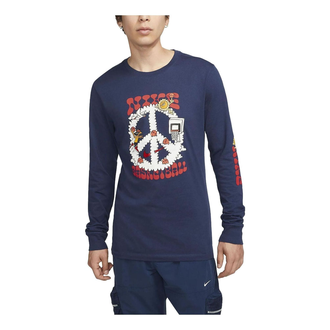 Nike Basketball Cartoon Logo Long Sleeve T-Shirt 'Midnight Navy' DZ2700-410
