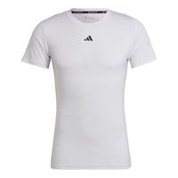 Men's adidas Solid Color Logo Round Neck Pullover Slim Fit Short Sleeve White T-Shirt HK2335