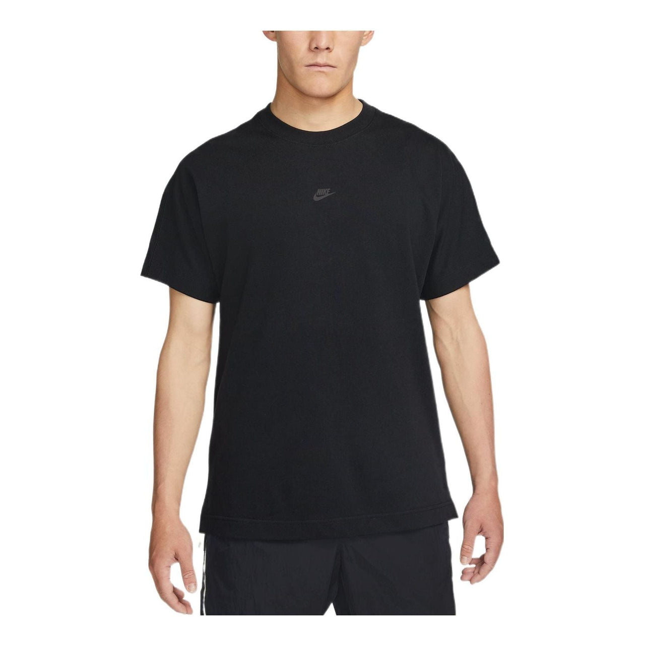 Men's Nike Solid Color Logo Round Neck Pullover Short Sleeve Black T-Shirt DD7019-010