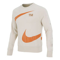 Men's Nike Swoosh Ft Crew Large Logo Printing Knit Round Neck Pullover Khaki DD6097-219