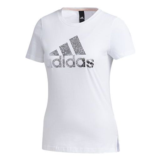 (WMNS) adidas Brand Large logo Printing Solid Color Short Sleeve White FM9291