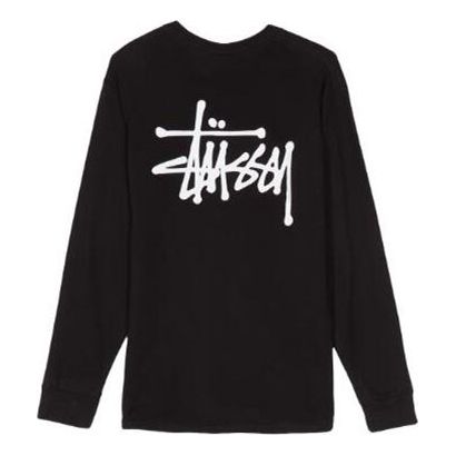 Men's Stussy Classic Basic Printing Long Sleeves Black 1994143-1