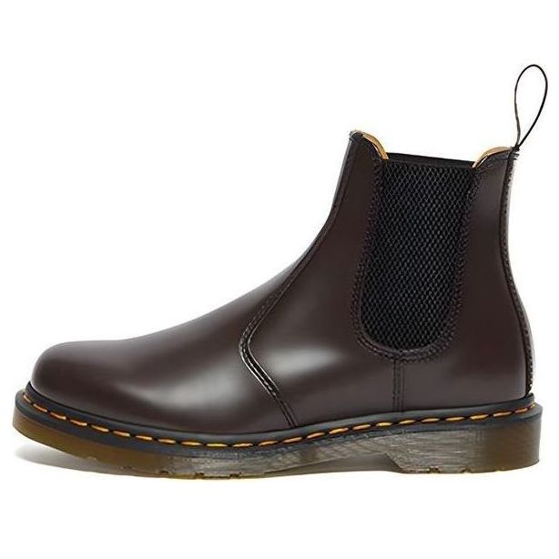 Dr. Martens 2976 Yellow Stitch Smooth Leather Chelsea Boots 'Burgundy' 27280626