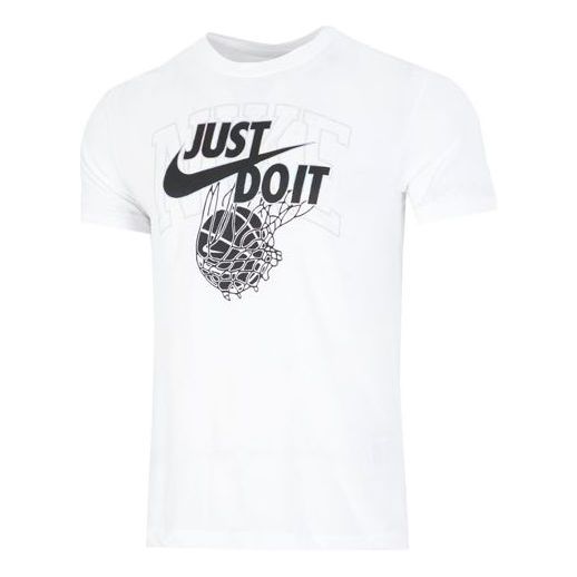 Men's Nike Just Do It Logo Alphabet Printing Round Neck Short Sleeve White T-Shirt DR7640-100