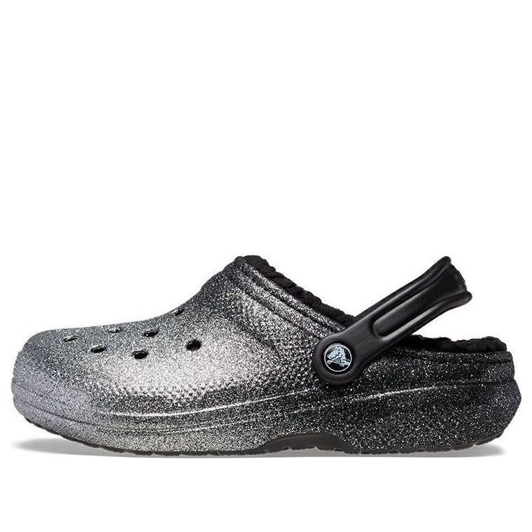 Crocs Classic Glitter Lined Clogs 'Black Silver' 205842-067