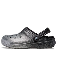 Crocs Classic Glitter Lined Clogs 'Black Silver' 205842-067
