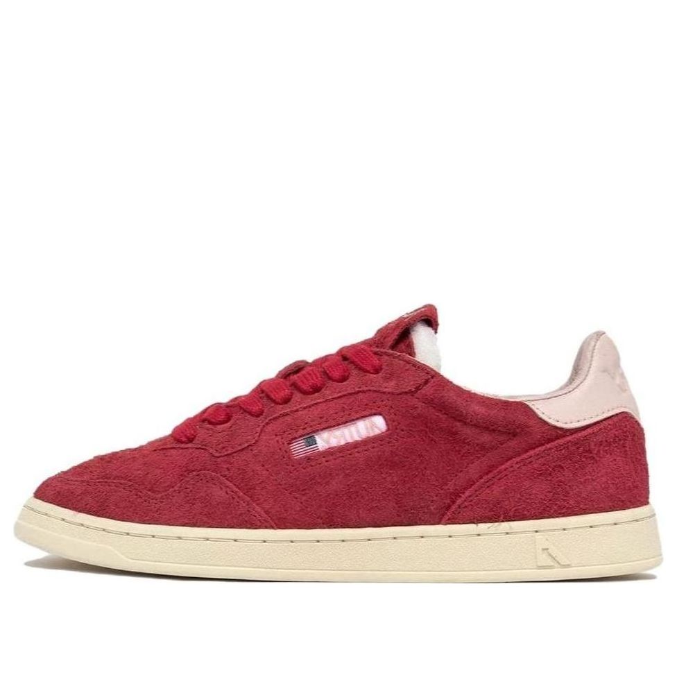 (WMNS) AUTRY New Flat Low Suede 'Red and Powder Pink' FLLW-UL03