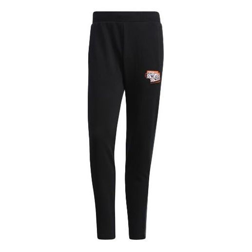 adidas M Ssfv5 Lw Tp Graffiti Printing Stripe Knit Sports Pants Black GP4835