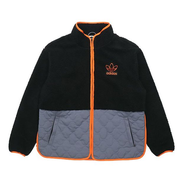adidas originals Big Trfl Sherpa Stitching Lamb Wool Casual Sports Jacket Men's Black H09361