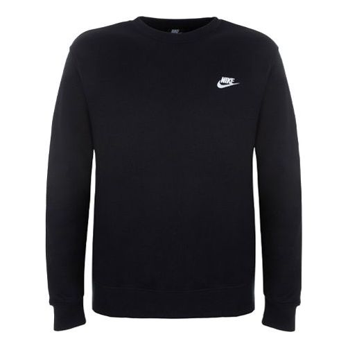 Men's Nike Sportswear Club Crew FT Casual Sports Round Neck Pullover Long Sleeves Black BV2666-010