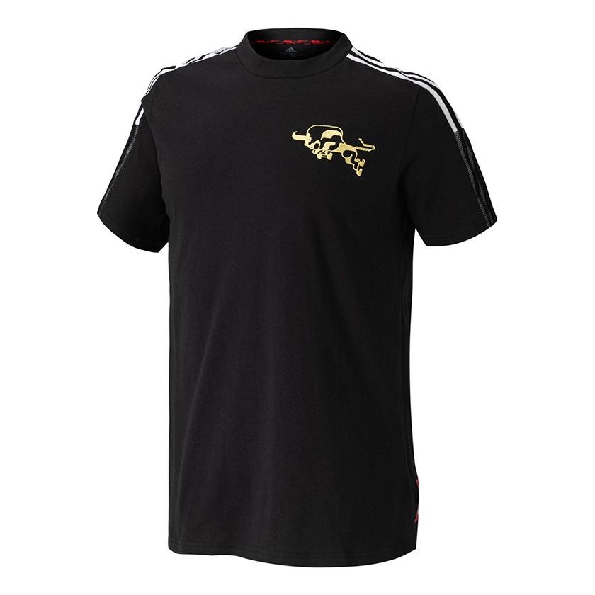 adidas Mufc Cny Tee New Year's Edition Manchester United Soccer/Football Sports Short Sleeve Black GK9414