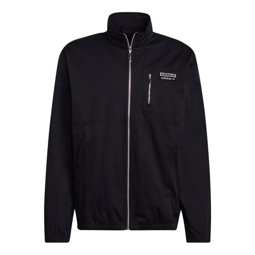 adidas originals R.y.v. Cotton Twill Double Label Training Sports Stand Collar Logo Jacket Black H11457