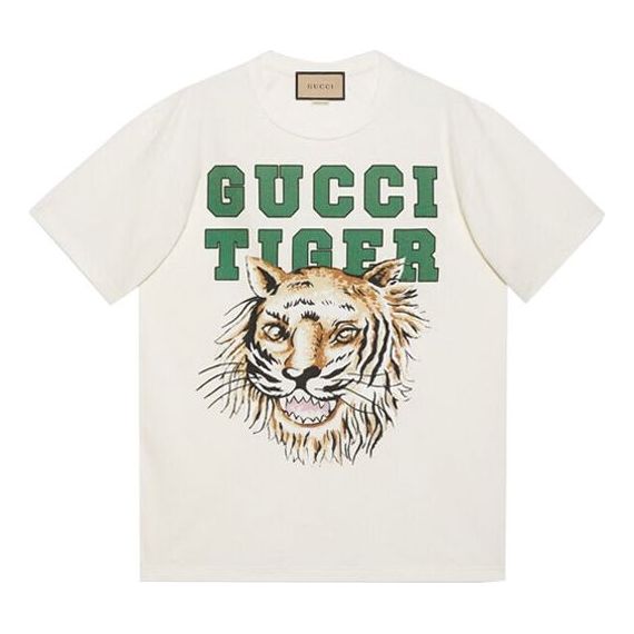 GUCCI SS22 Tiger cotton T-shirt 'White' 548334-XJD3X-9095