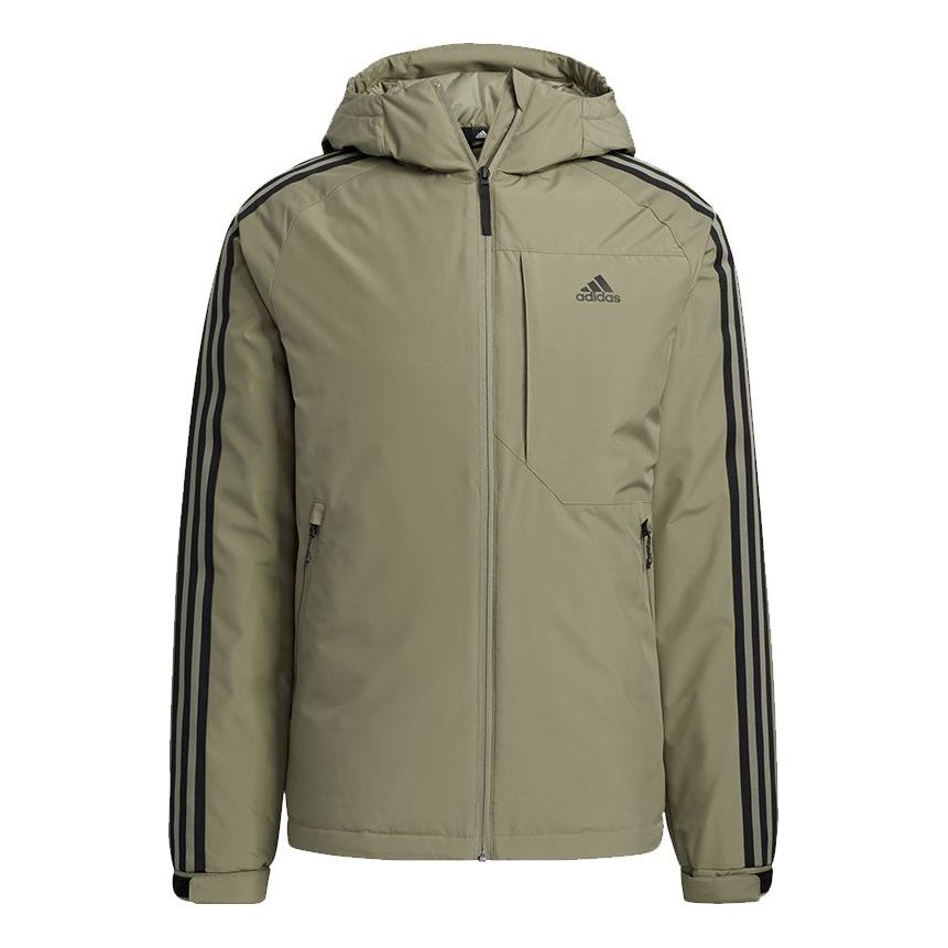 Men's adidas 3St Down Jkt Outdoor Sports Hooded With Down Feather Military Green Jacket H23083