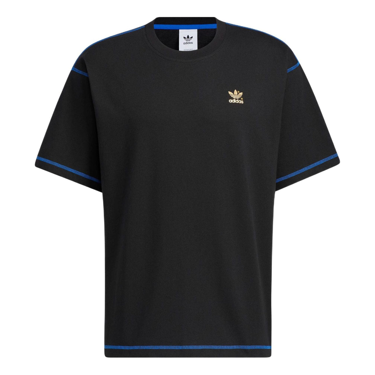 adidas originals 50th Annv Gfx T Small Logo Printing Stripe Loose Pullover Round Neck Short Sleeve Black T-Shirt HY4685