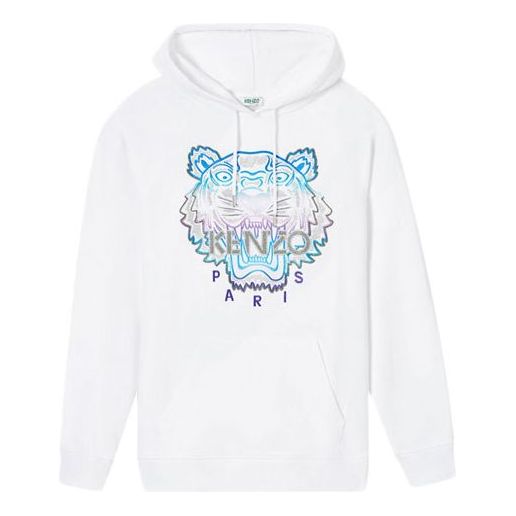 (WMNS) KENZO Series Tiger Head Embroidery Hooded Hedging Hoodie White F962SW7704X7-01