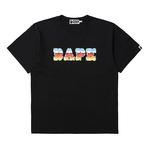 A Bathing Ape Chest Gradient Alphabet Short Sleeve Tee 'Black' 0ZXTEM109073C