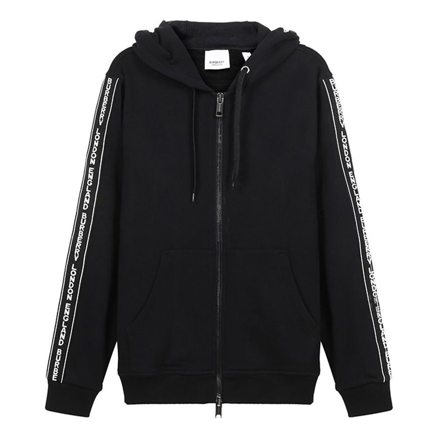 Burberry FW20 Logo Cotton hooded Zipper Sports Tops Black 80295271