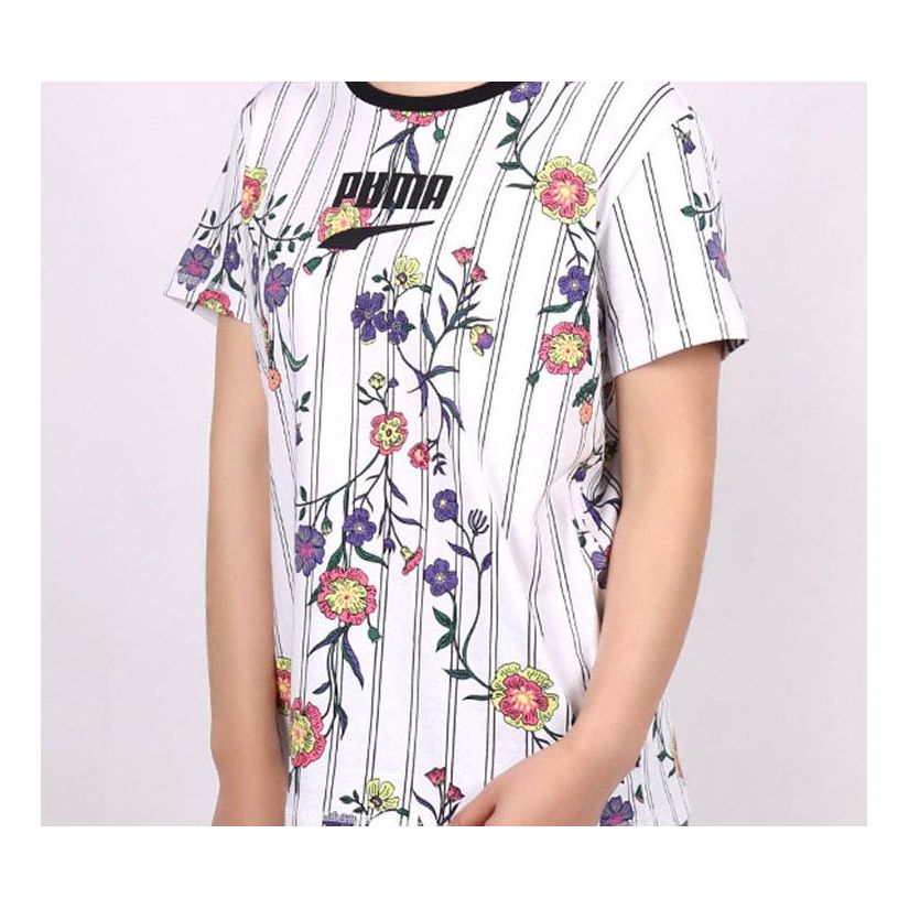 (WMNS) PUMA Logo Short Sleeve TEE White 597470-02