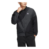 adidas neo Solid Color Logo Micro Mark Athleisure Casual Sports Woven Jacket Black HM7412