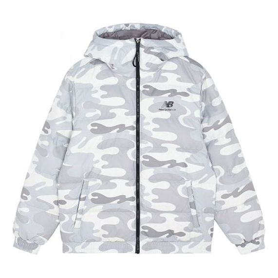 New Balance Sport Printed Logo Puffer Jacket 'White Camo' AMJ13335-WM