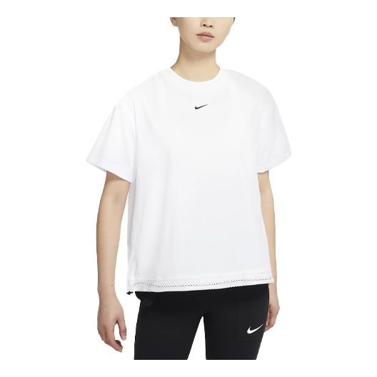 (WMNS) Nike Sportswear Tech Pack Logo Printing Round-neck Tee White DC8116-100