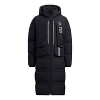 adidas Outdoor Sports Detachable Vest Long Hooded With Down Feather Jacket Black H13853