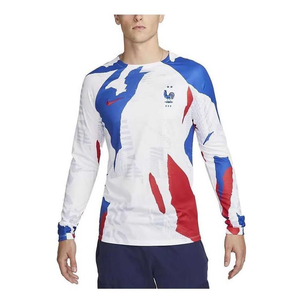 Nike France Dri-FIT Long Sleeve Prematch Top 'White Blue Red' DM9533-100