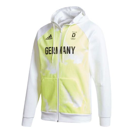 Men's adidas Tokyo Olympics German National Team Sports Hooded Cardigan Jacket White FS0073