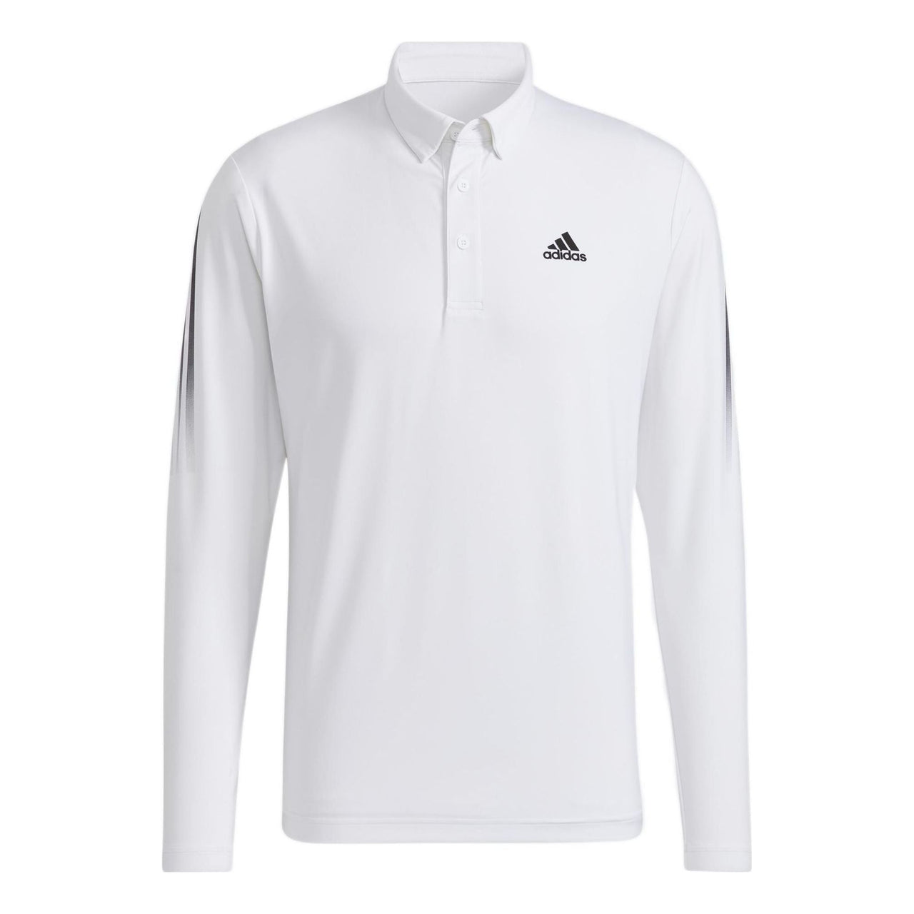 adidas Logo Stripe Long Sleeves Slim Fit Polo Shirt White HA3124
