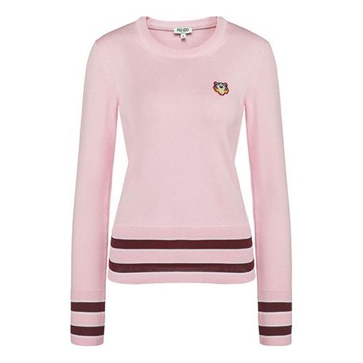 (WMNS) KENZO TIGER Embroidered Round Neck Long Sleeves Pullover Pink Hoodie F852TO497860-32