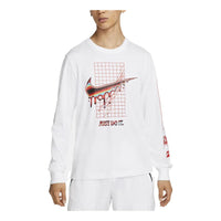 Men's Nike Alphabet Logo Printing Round Neck Long Sleeves White T-Shirt DR8075-100