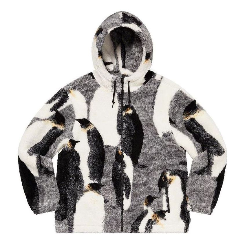 Supreme Penguins Hooded Fleece Jacket 'White Black Grey' SUP-FW20-083