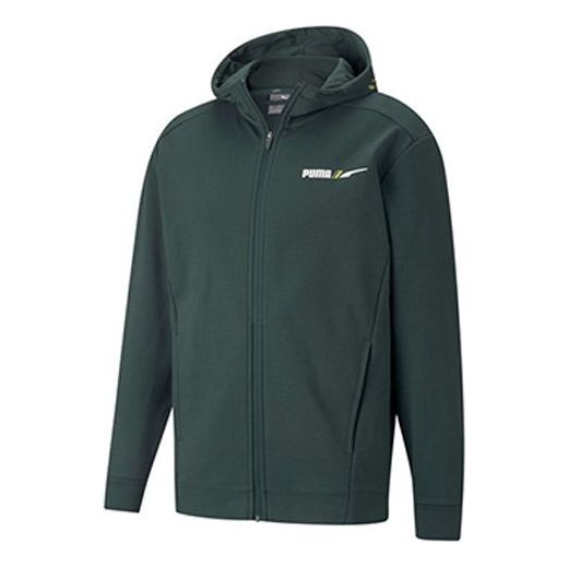 PUMA Winterized Logo Sports Fleece Lined Hooded Jacket Green 846528-80