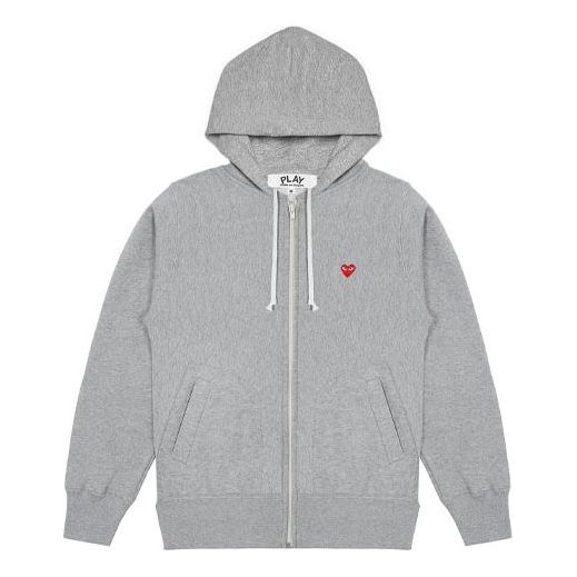 (WMNS) COMME des GARCONS PLAY Small Emblem Zip Hooded Sweatshirt 'Grey' AZ-T311-051-1