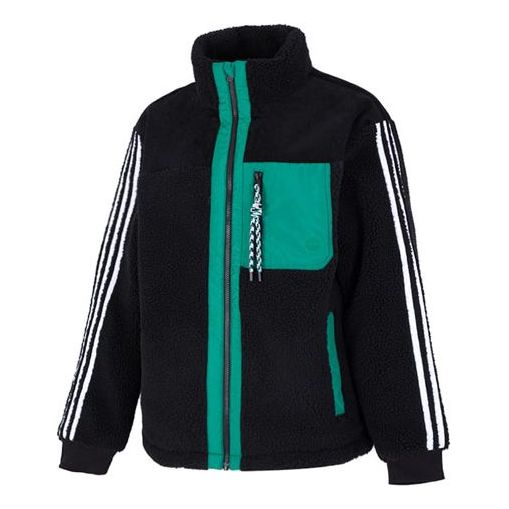 Men's adidas Util Jkt Pad2 Sports Windproof Stripe Stay Warm Jacket Black HN4772