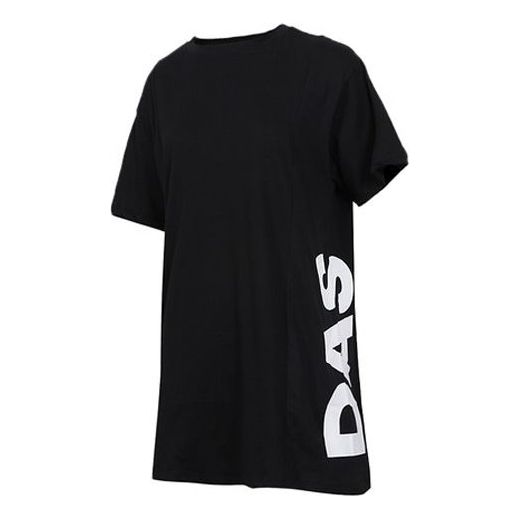 (WMNS) adidas Side Large Alphabet Printing Short Sleeve Black DV0752