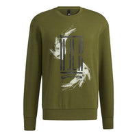 adidas Wj Swt Logo Printing Sports Round Neck Pullover Green GP0919