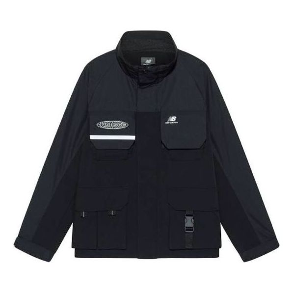 New Balance Windproof Hooded Cargo Jacket 'Black' NAA3N011-BK