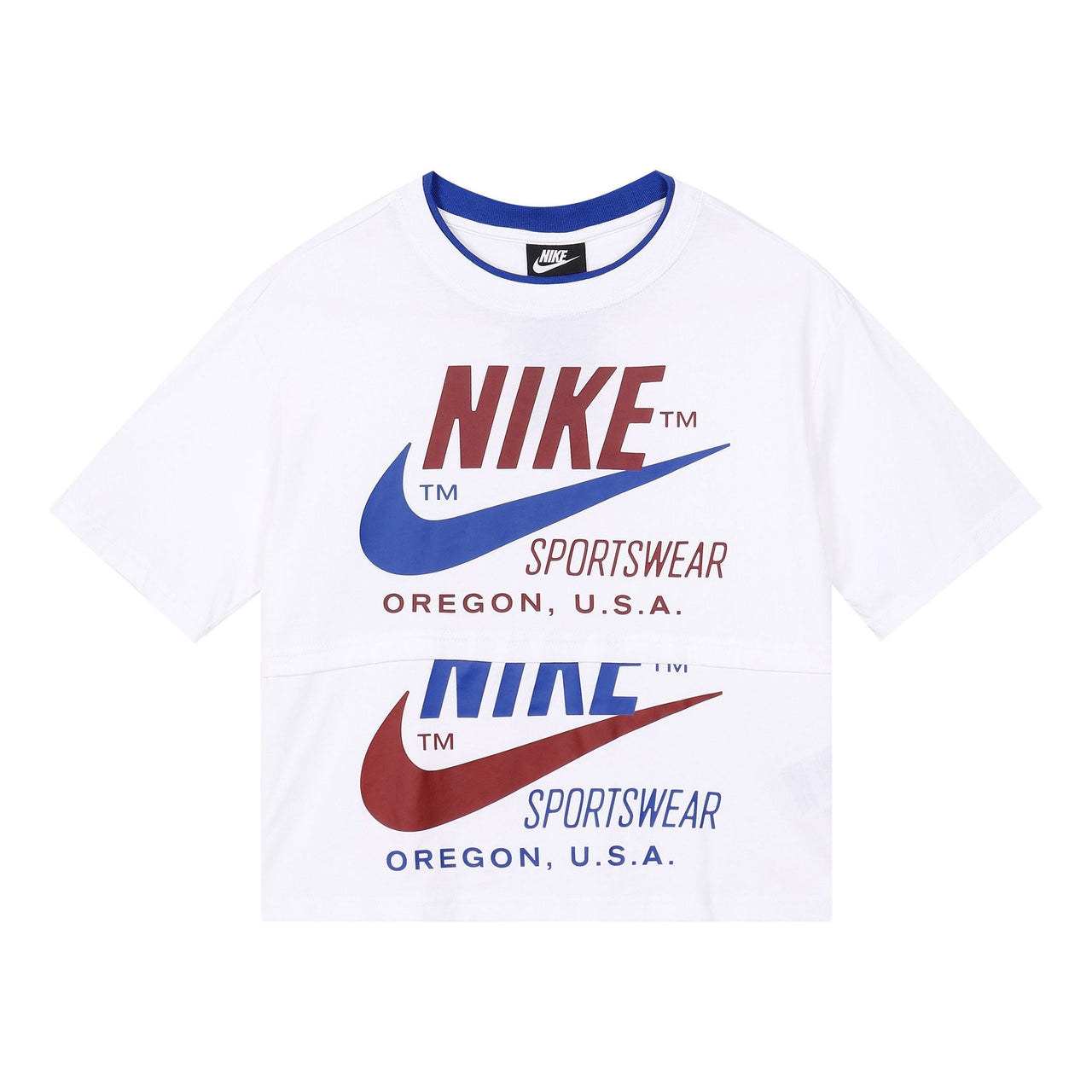 (WMNS) Nike logo Splicing Short Sleeve 'White' CJ2041-100