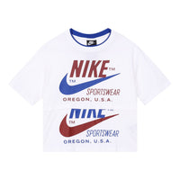 (WMNS) Nike logo Splicing Short Sleeve 'White' CJ2041-100