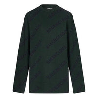 Balenciaga All Over Logo Crewneck Wool Knit Sweater 'Dark Green' 657400T15673050