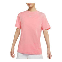 (WMNS) Nike Solid Color Logo Embroidered Round Neck Breathable Short Sleeve Pink T-Shirt DH4256-631