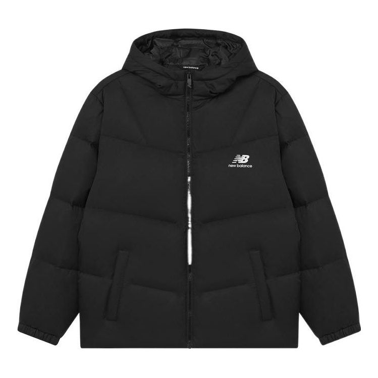 New Balance Logo Print Mid Down Jacket 'Black' AMJ23342-BK