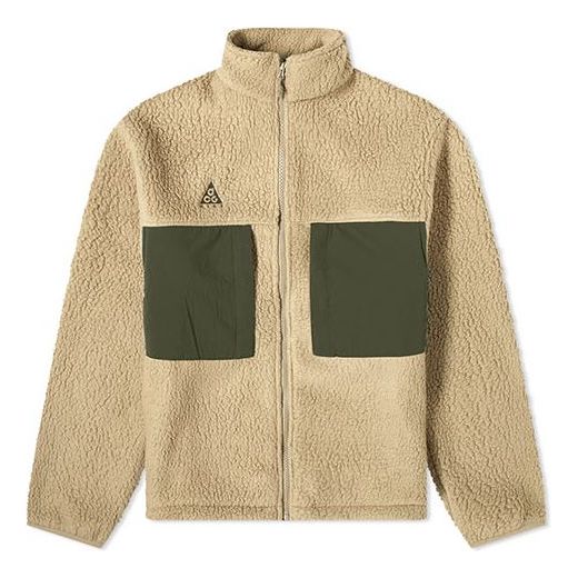 Nike ACG Colorblock Pocket Fleece Stand Collar Logo Jacket Khaki CT2949-247