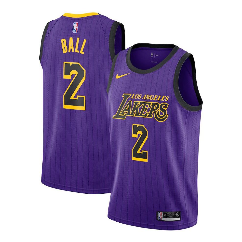 Nike LA Lakers Jersey Vest NBA Swingman Lonzo Ball Purple/Gold AJ4618-504