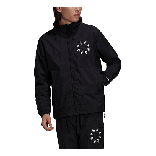 adidas originals Logo Pattern Hooded Jacket Black H35652