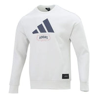 Men's adidas St Crewgfx Swt Long Sleeves Round Neck Pullover Gray White HE7465